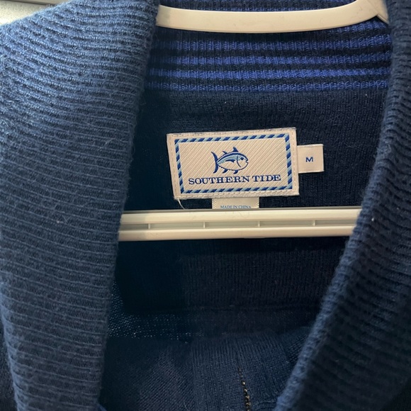 Southern Tide pullover Quarter Zip Navy Merino Wool men’s medium - Picture 2 of 7